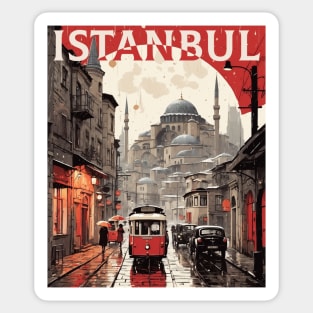 Istanbul Turkey Rainy Night Vintage Retro Travel Tourism Sticker